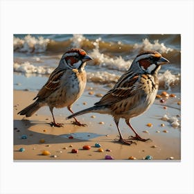 Sparrows on the Beach Canvas Print