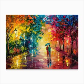 Couple In The Rain Canvas Print