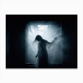 Ephemeral Entity Vocalizing Painful Sounds Through The Ethereal Partition Ghostly Silhouette Caught (1) Canvas Print