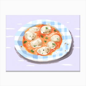 A Plate Of Ravioli, Top View Food Illustration, Landscape 1 Canvas Print