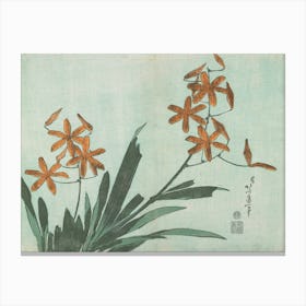 Hokusai Ukiyo-e Asian Orchids 1 Canvas Print