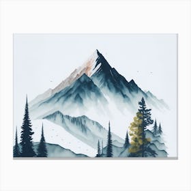 Mountain And Forest In Minimalist Watercolor Horizontal Composition 373 Canvas Print
