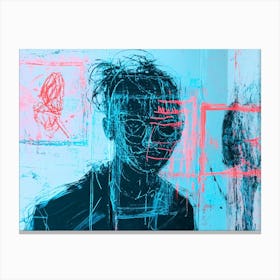 Person Pink, Blue and Black Canvas Print