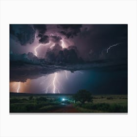 Lightning Over The Plains 2 Canvas Print