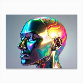 Iridescent Metallic Human Head 3d Render Canvas Print