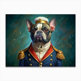 French Bulldog In A Military Uniform Canvas Print