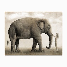 One Amazing Elephant Sepia Canvas Print