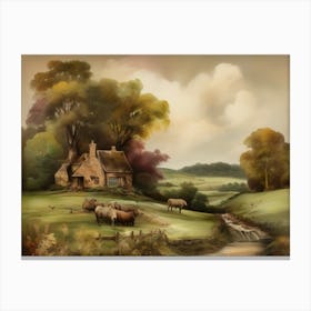 Printable Wall Art, Vintage Landscape, Farmhouse Wall Decorations, Vintage Landscape Oil Painting.28 Canvas Print