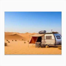 Rv In The Desert Canvas Print