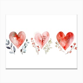 Set Of Watercolor Hearts Canvas Print