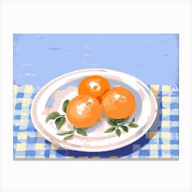 A Plate Of Oranges, Top View Food Illustration, Landscape 1 Canvas Print