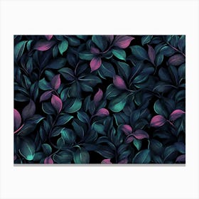 Neon Ivy Leaves, Dark Glamorous Foliage Canvas Print