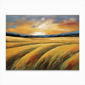 Sunset In A Wheat Field Canvas Print