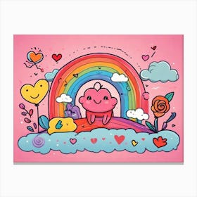 Rainbow And Clouds Canvas Print