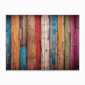 Colorful wood plank texture background 1 Canvas Print