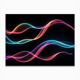 Abstract Image Of Colorful, Glowing Waves On A Black Background, Creating A Dynamic And Energetic Effect 8 Canvas Print