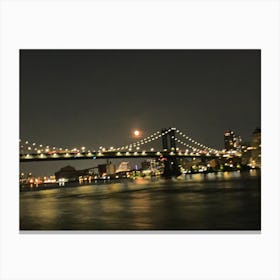 Full Moon Over Manhattan And The Brooklyn Bridge Canvas Print