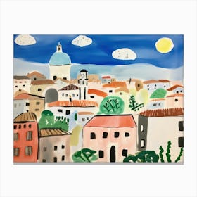 Vicenza Italy Cute Watercolour Illustration 2 Canvas Print