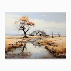 House By A Stream Canvas Print