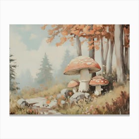 Mushrooms In The Woods Canvas Print