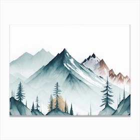 Mountain And Forest In Minimalist Watercolor Horizontal Composition 160 Canvas Print