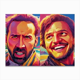 Nicolas Cage & Pedro Pascal Meme Art Massive Talent Canvas Print