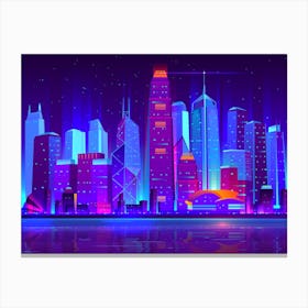 Synthwave Neon City - Hong Kong [synthwave/vaporwave/cyberpunk] — aesthetic poster, retrowave poster, neon poster Canvas Print