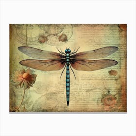 Vintage Dragonfly Floral 1 Canvas Print