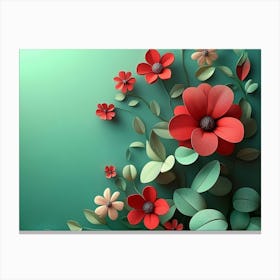 3d Floral Colorful Flowers 1 Canvas Print