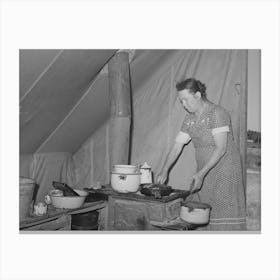 Farm Worker S Wife Prepares Dinner, Fsa (Farm Security Administration) Migratory Labor Camp Mobile Unit, Wilder, Idaho B Canvas Print