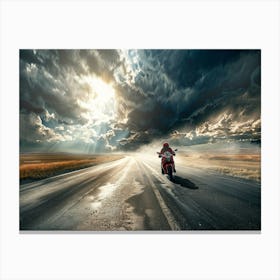 Motorcycle Rider On The Road 4 Canvas Print