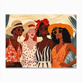 Four Women In Hats Canvas Print