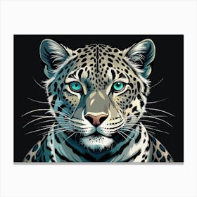 Leopard Portrait With Blue Eyes Canvas Print