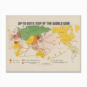 Up To Date Map Of The World War (1942) Canvas Print