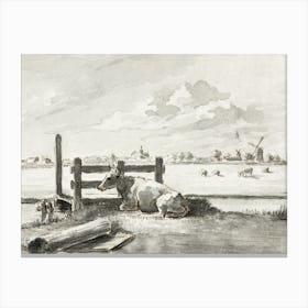 Whey With Lying Cow, Jean Bernard Canvas Print