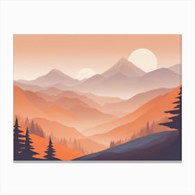 Misty mountains horizontal background in orange tone 103 Canvas Print