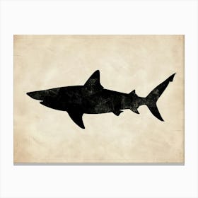 Bull Shark Grey Silhouette 5 Canvas Print