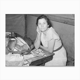 White Migrant Mother In Tent Home Near Harlingen, Texas, See 32108 D By Russell Lee Canvas Print
