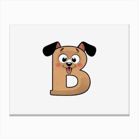 Cute Dog Alphabet Letter B Canvas Print