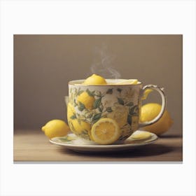 Tea Cup With Lemons Canvas Print
