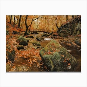 Autumn Creek Scenery Canvas Print
