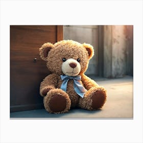 Teddy Bear Sitting On The Floor Canvas Print