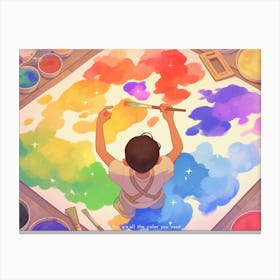 Child Paints A Rainbow Canvas Print