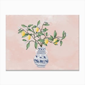 Lemon Tree In Chinese Vase Canvas Print