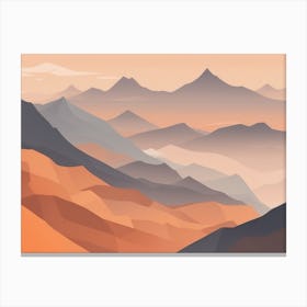 Misty mountains horizontal background in orange tone 163 Canvas Print