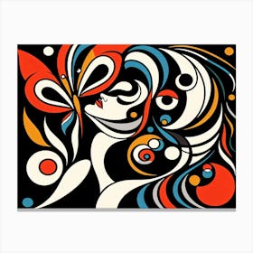 Vibrant & Dynamic Abstract Female Portrait with Butterfly Canvas Print