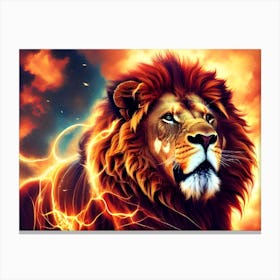 Lion With Lightning Canvas Print