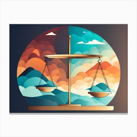 Balance Scales Of Justice OF DAY AND NIGHT VECTOR ART Canvas Print