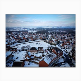 Aerial View Of A Village In Winter Canvas Print