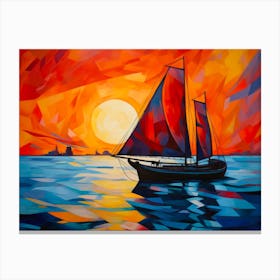 Fauvist Sailing At Sunset Canvas Print
